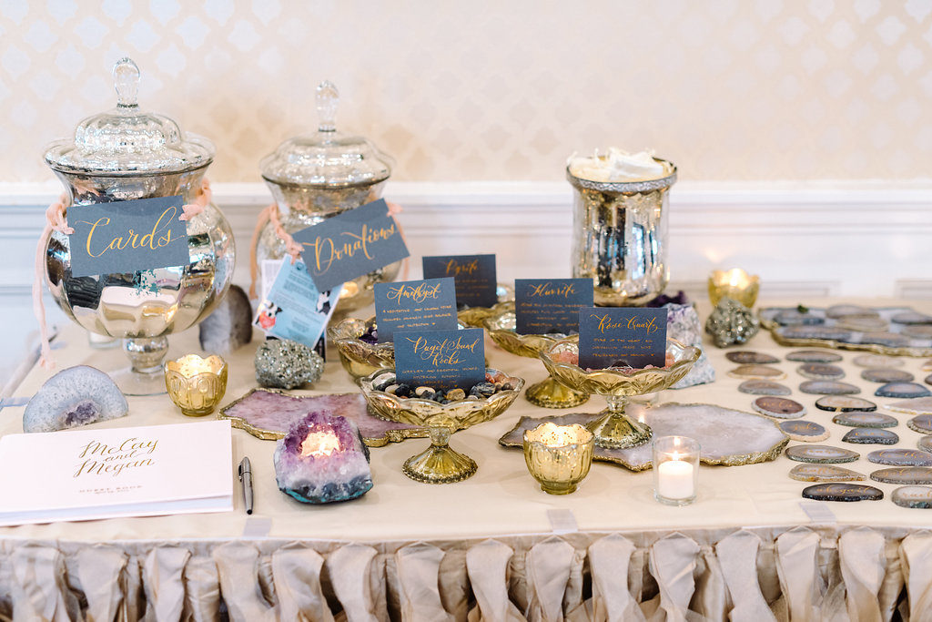 Guestbook Table with rocks for wedding reception