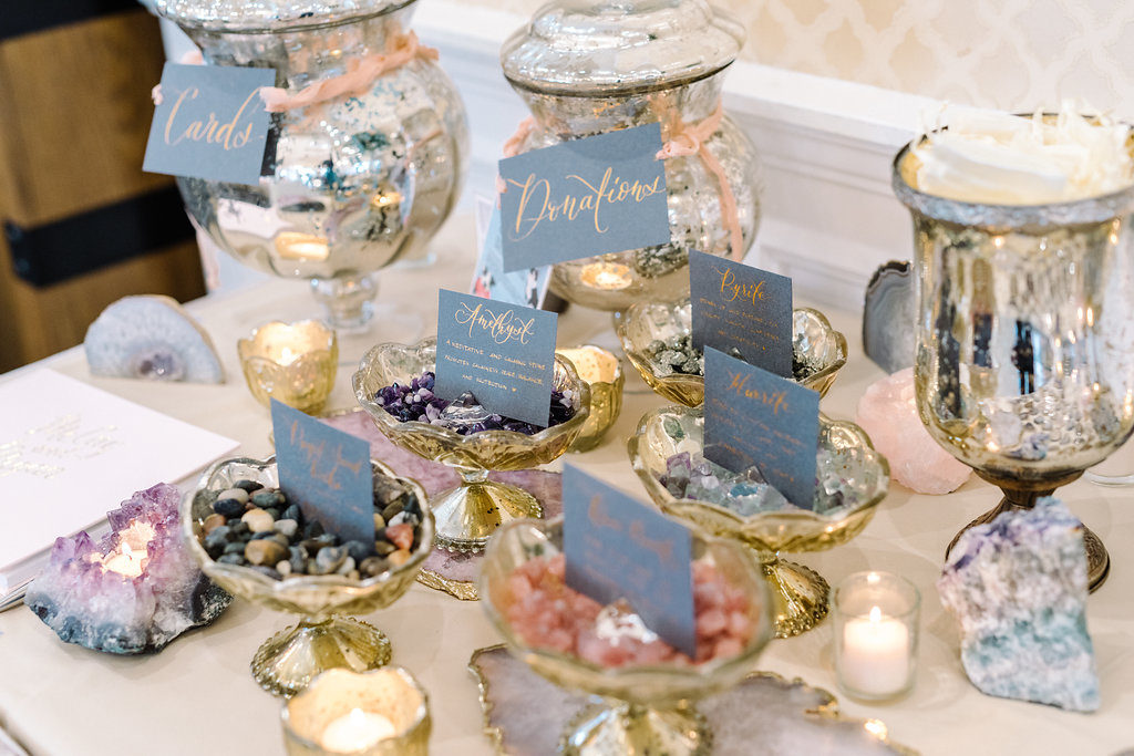 Gift Table with Rocks for Wedding Reception